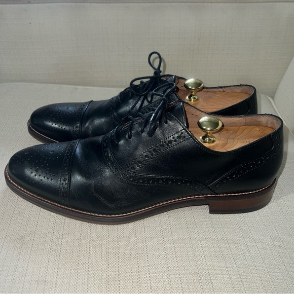 JOHNSTON & MURPHY CONARD CAP TOE MENS DRESS SHOES SZ 12M BLACK LEATHER main image 4